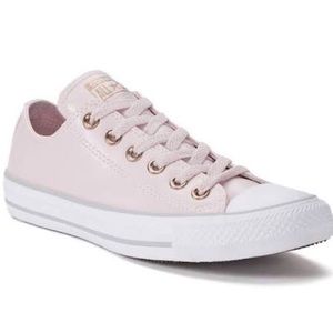 Converse pink synthetic leather low top sneakers